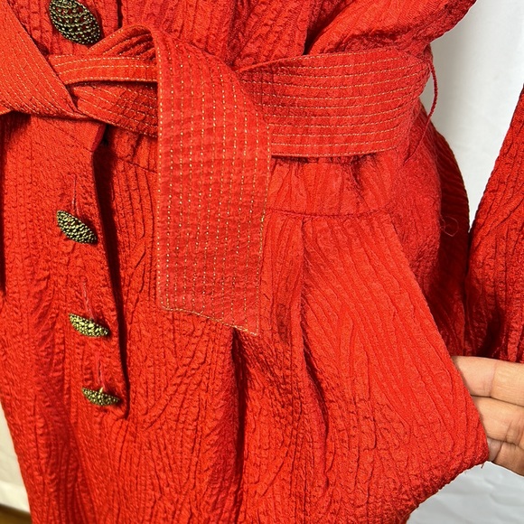 Azul by Liancarlo Silk Size 12 Vintage Dress red almost orange - Picture 4 of 9